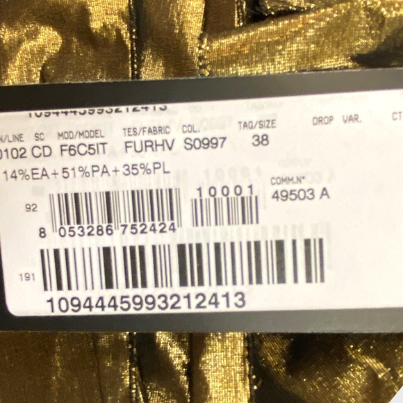 Dolce & Gabbana NWT Gold Bronze Metallic Tie Neck Ruffle Mini Dress Size 38 - Picture 10 of 11